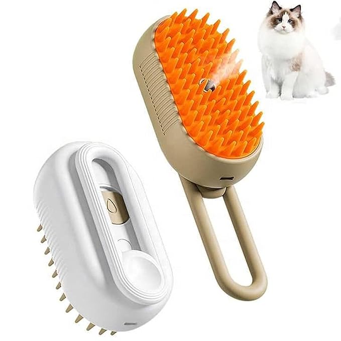 Rechargeable Steam Brush for Dogs & Cats — Massage + Rinse
