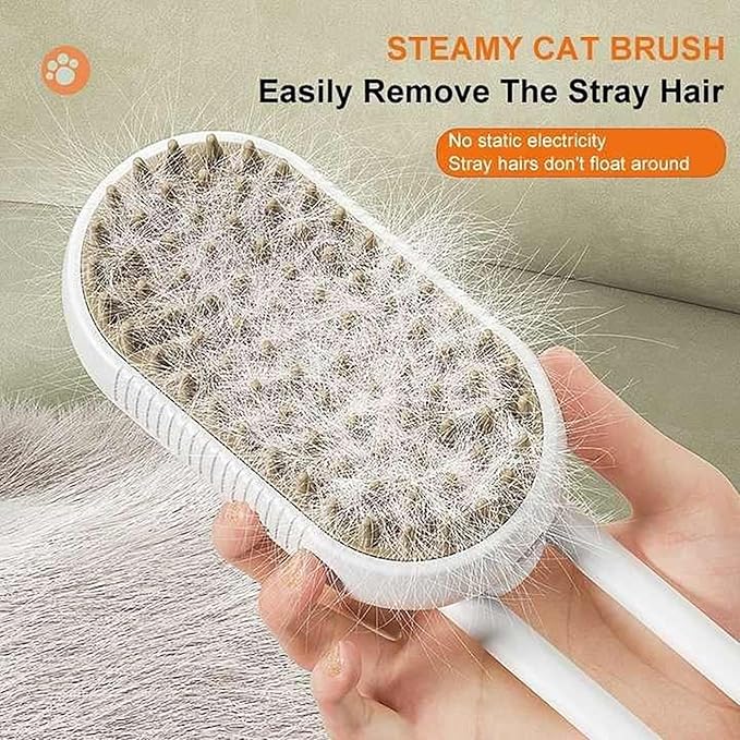 Rechargeable Steam Brush for Dogs & Cats — Massage + Rinse