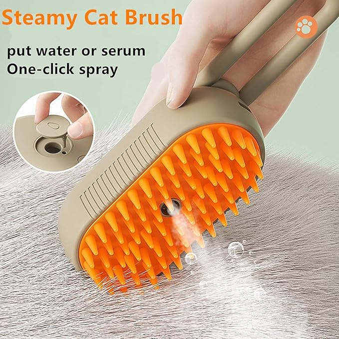 Rechargeable Steam Brush for Dogs & Cats — Massage + Rinse