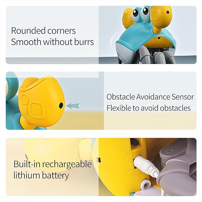 Crawling Crab Musical Toy — LED Lights & Rechargeable Battery